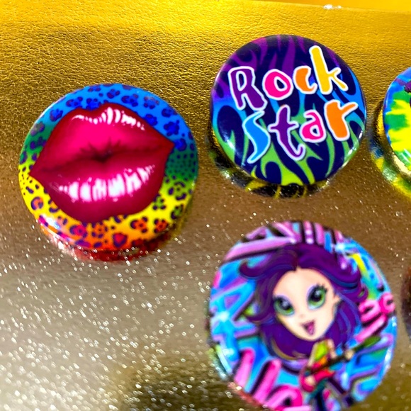LISA FRANK VITAGE 90s HOT TOPIC METAL BUTTONS SET OF 5 - Picture 4 of 12